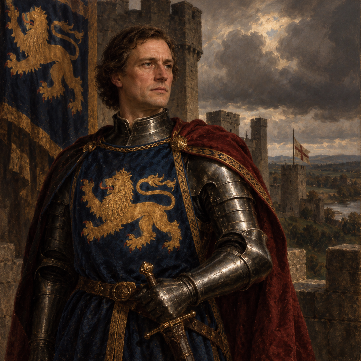 Portrait of Thomas Holland, 1st Duke of Surrey, a medieval nobleman in period dress.